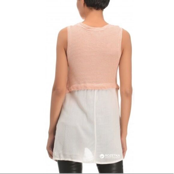 ZARA Sleeveless Striped High Low Tank Top Peach Cream S - Picture 5 of 10